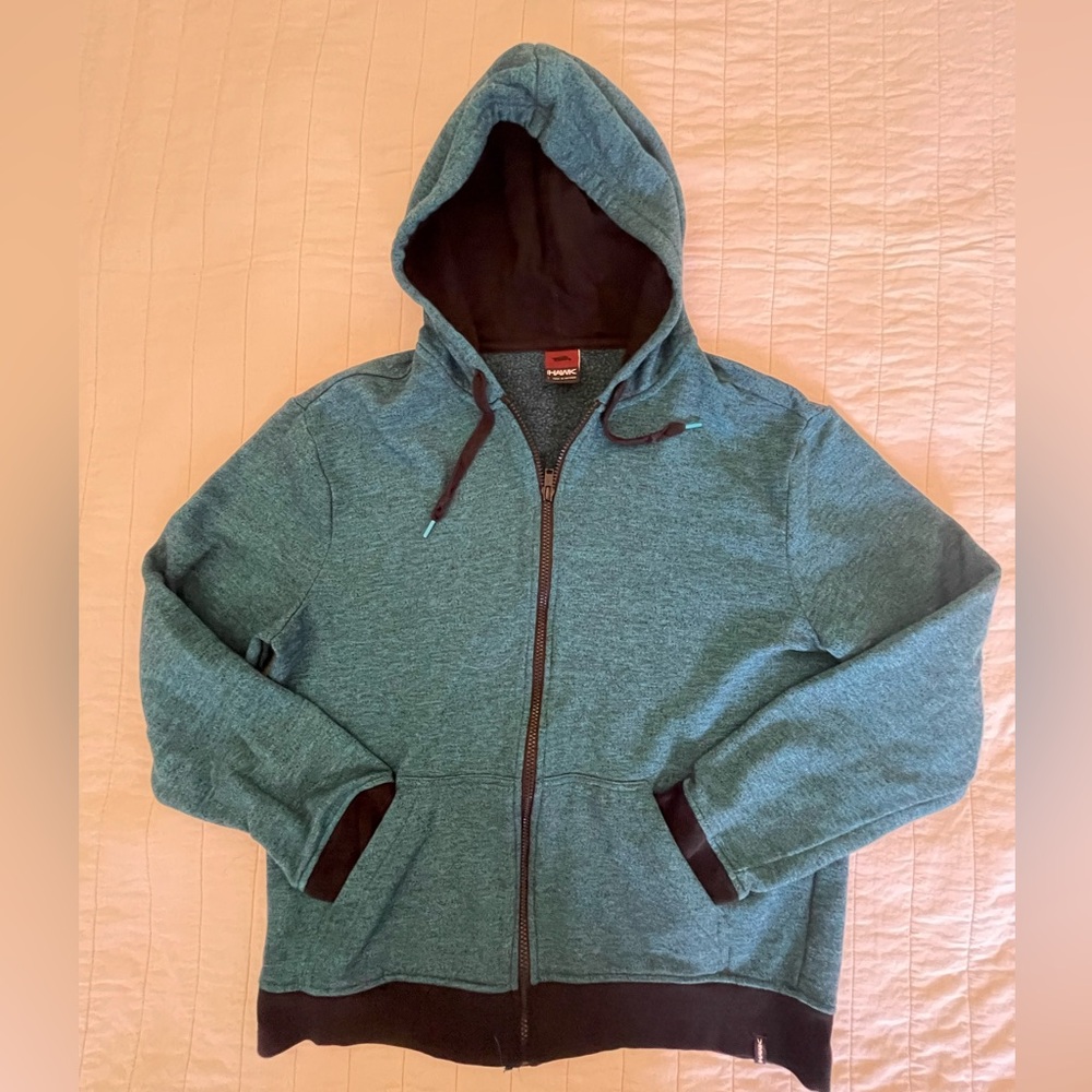 Tony Hawk Teal Zip-Up Hoodie Large